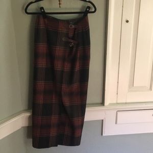 Vintage Ralph Lauren Plaid Wool Wrap Skirt